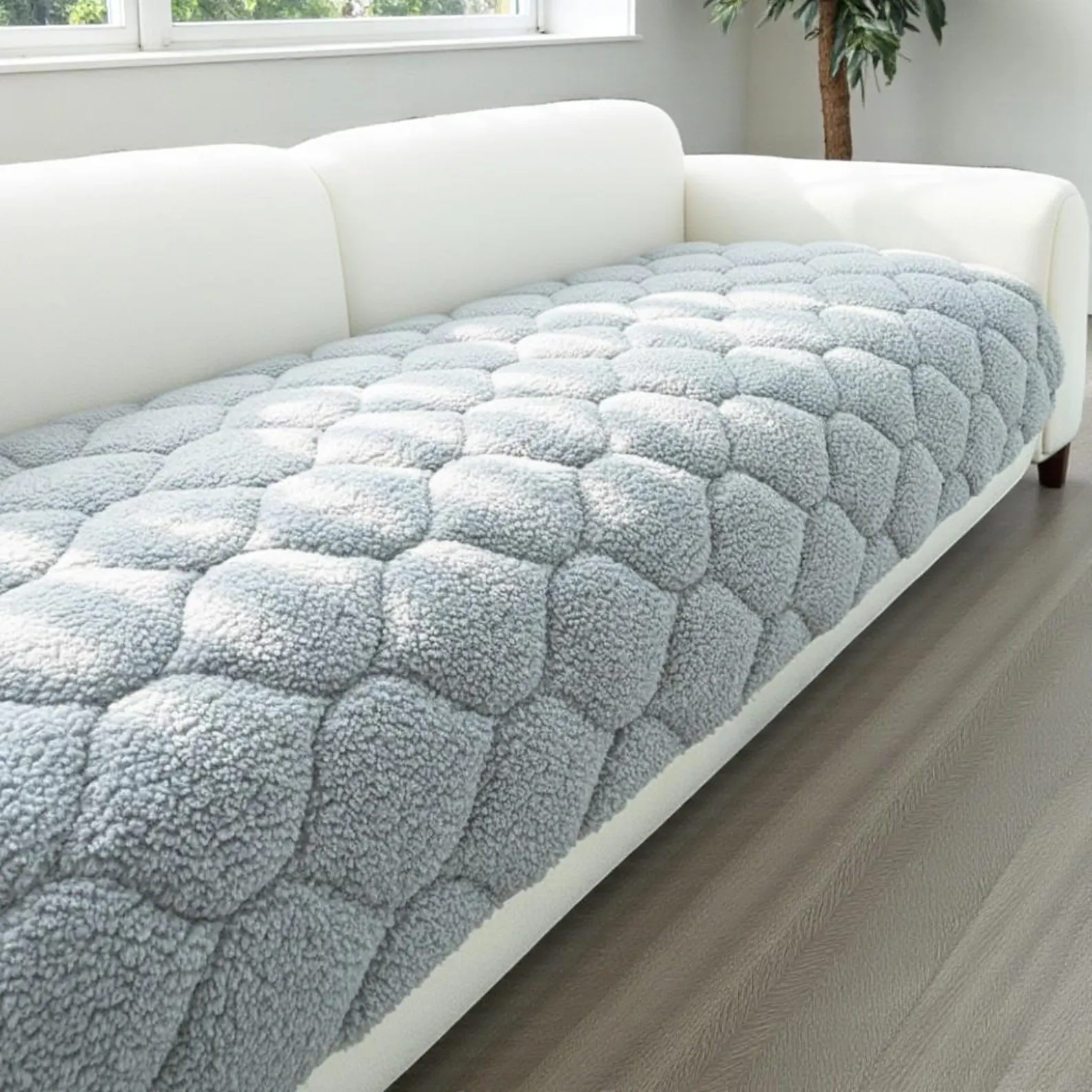 Thick Plush Pet Sofa Cover: Anti-Slip Full Seat Protector