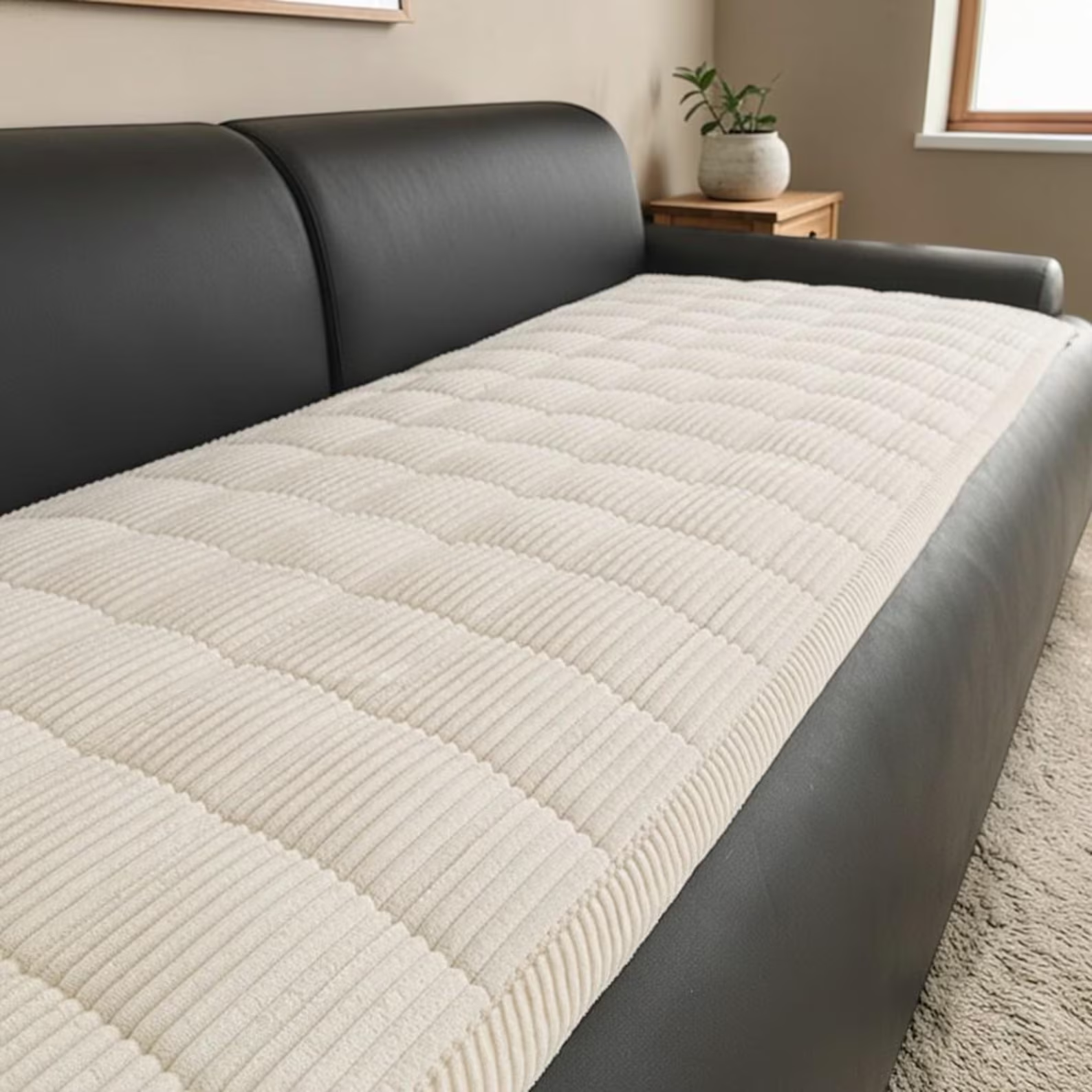 Thick Plush Sofa Cushion Cover: Non Slip Pet Couch Protector Soft Seat Mat