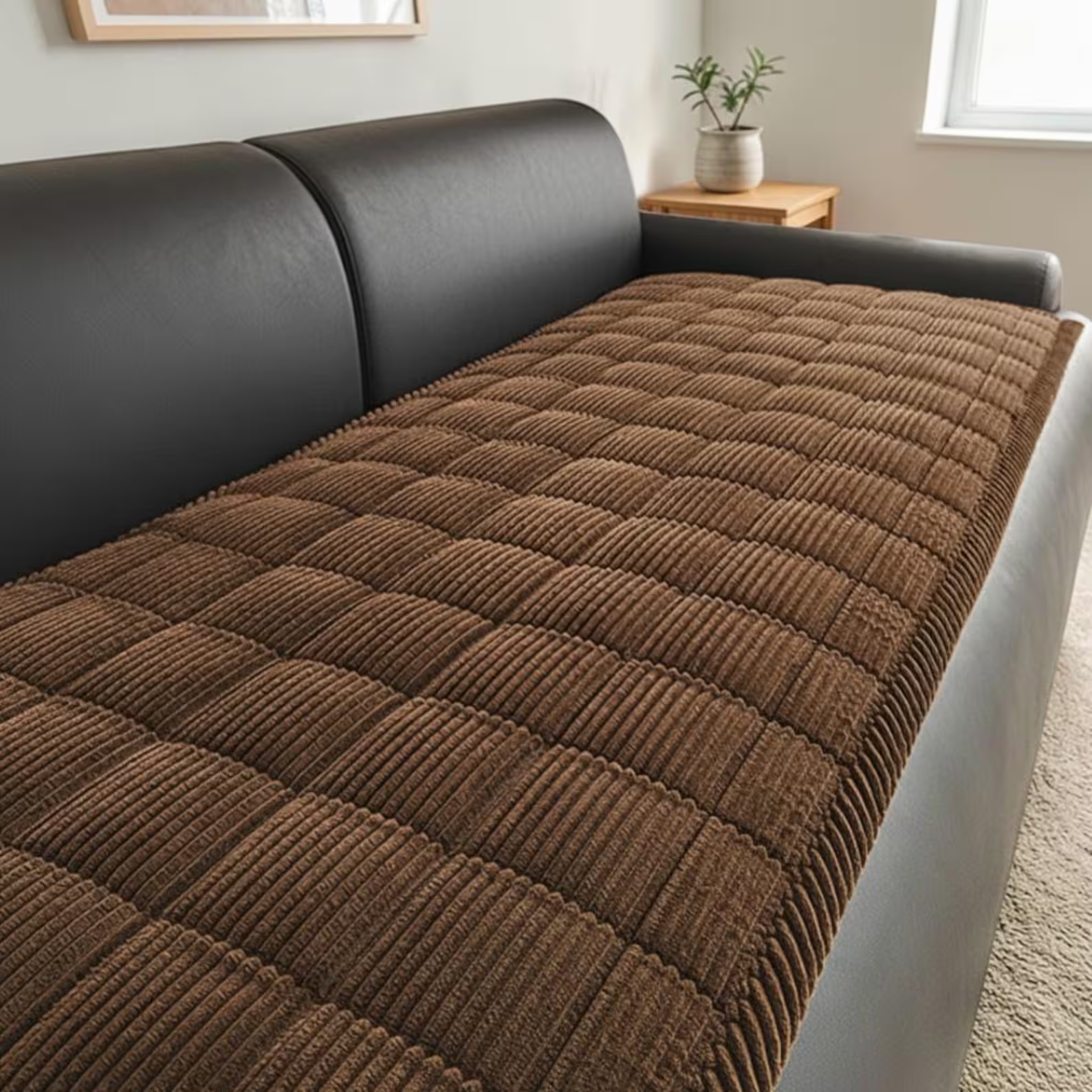 Thick Plush Sofa Cushion Cover: Non Slip Pet Couch Protector Soft Seat Mat